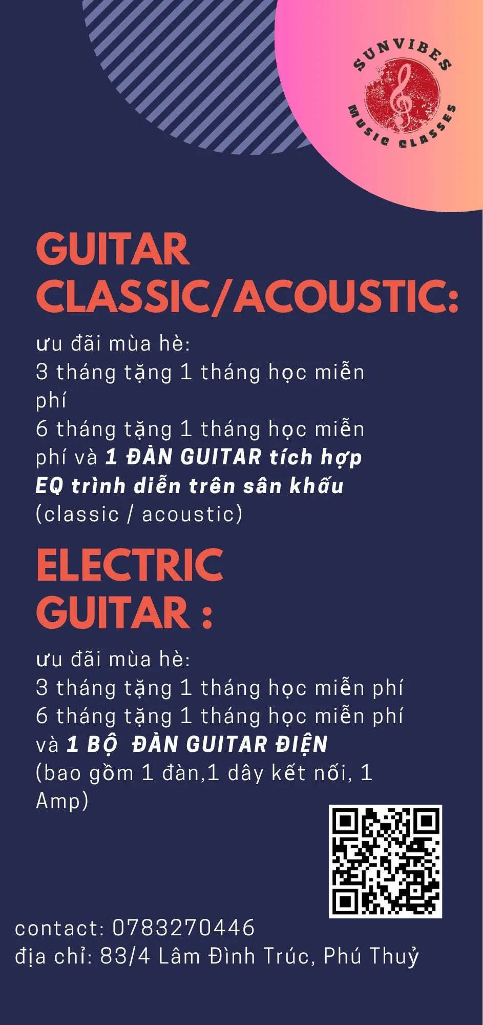 Lớp Guitar Classic, Acoustic và Guitar Điện